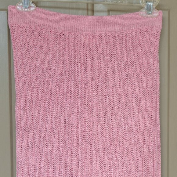 Camila Coehlo Pink Knit Midi Skirt Cleo Girly Bubblegum Sheer Open Knit Pull On - Picture 4 of 11